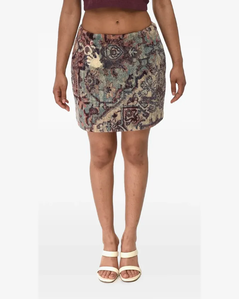 OFF-WHITE paisley-print A-line mini skirt - Blau Blau