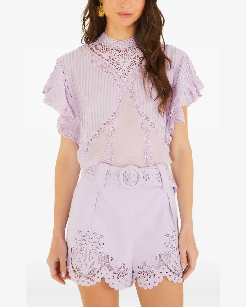 FARM Rio Bluse mit Lochstrickmuster - Violett Violett
