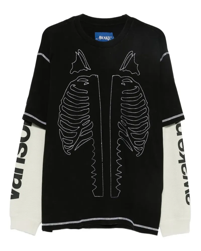 AWAKE NY Vanson Skeleton waffle T-shirt - Schwarz Schwarz