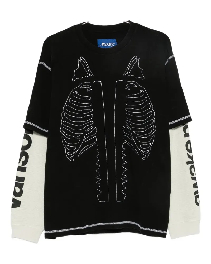 AWAKE NY Vanson Skeleton waffle T-shirt - Schwarz Schwarz