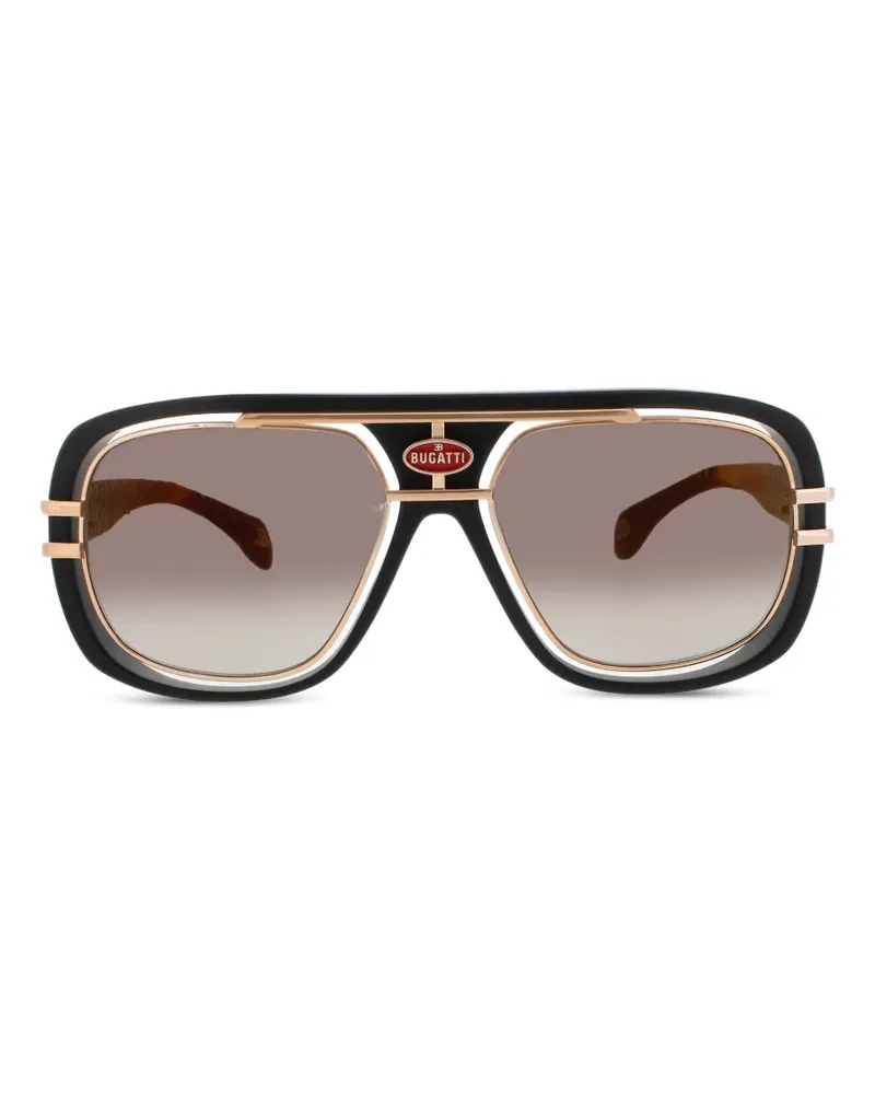 Bugatti Pilotenbrille mit Logo-Schild - Schwarz Schwarz