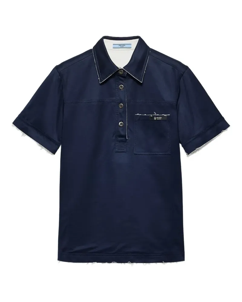 Prada Lisle Poloshirt mit Logo-Etikett - Blau Blau