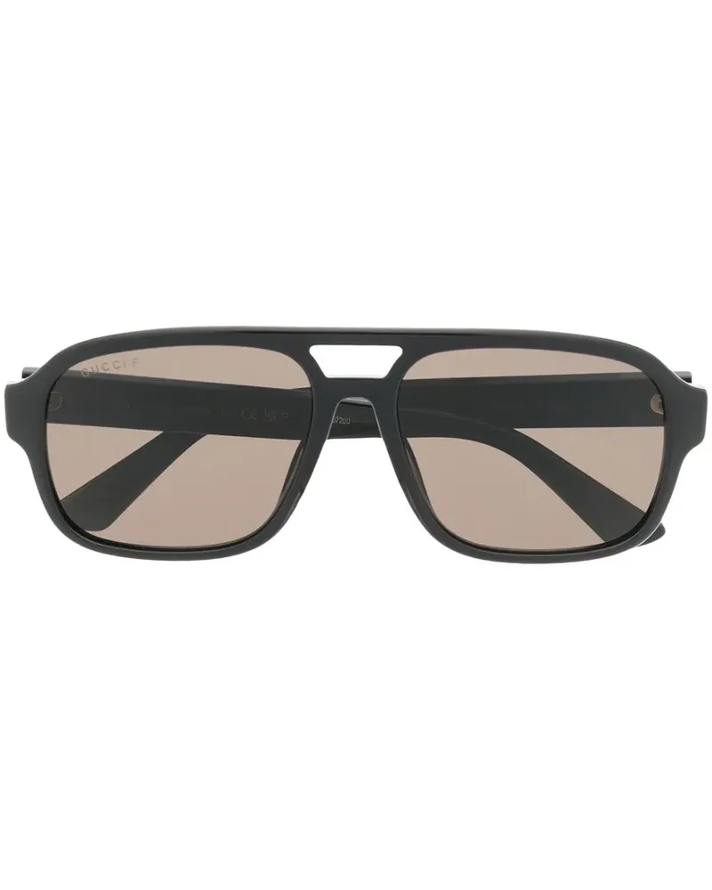 Gucci Pilotenbrille mit Logo - Schwarz Schwarz