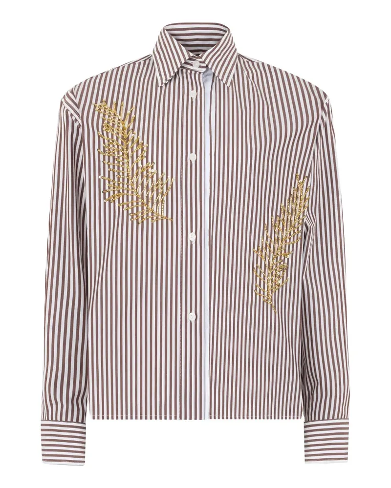 Des Phemmes embellished striped shirt - Braun Braun