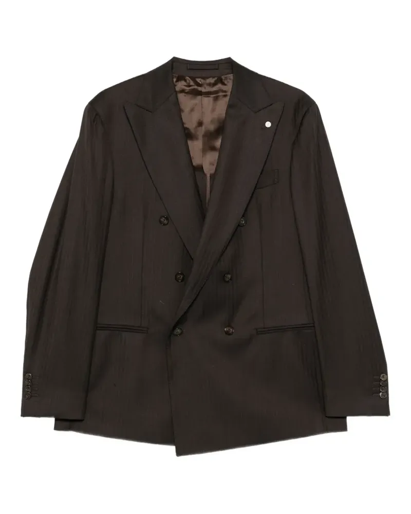 Luigi Bianchi Mantova double-breasted chevron-pattern suit - Braun Braun