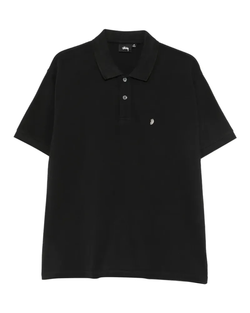 Stüssy Poloshirt mit Logo-Stickerei - Schwarz Schwarz