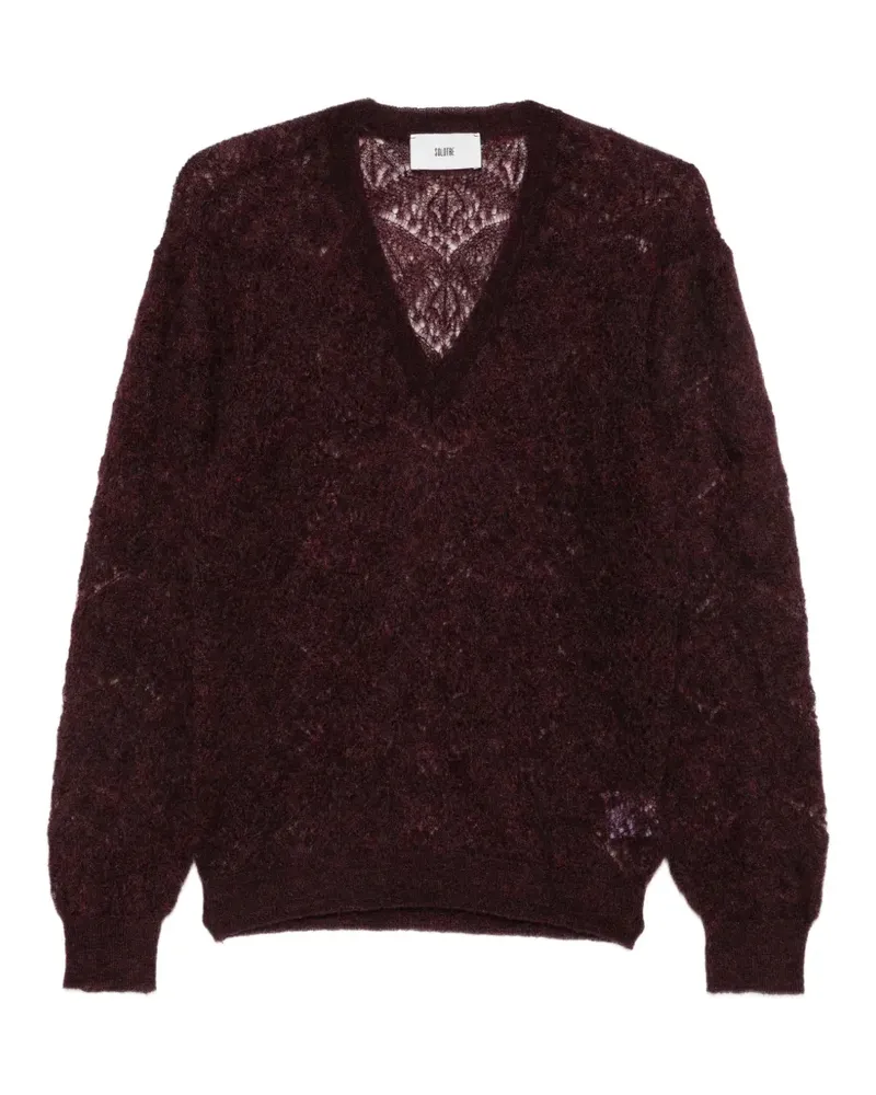 SOLOTRE Pullover aus Spitzenstrick mit V-Ausschnitt - Violett Violett