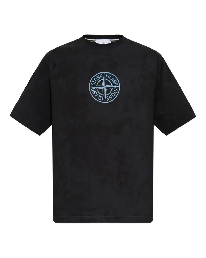 Stone Island T-Shirt mit Logo-Print - Schwarz Schwarz