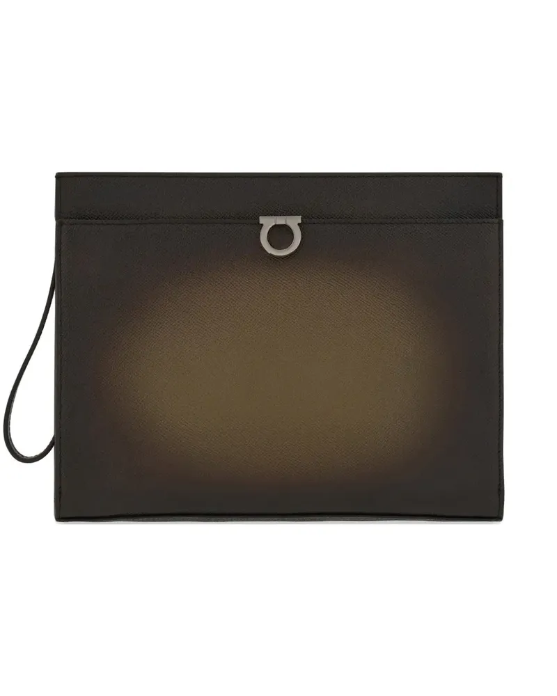 Ferragamo Gancini Clutch aus gehämmertem Leder - Grün Grün