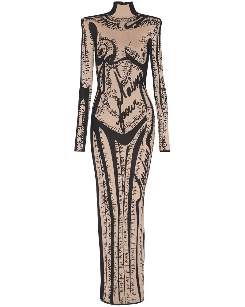 Balmain Kleid mit Logo - Nude Nude