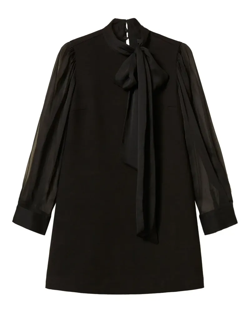 Twin-Set Schleifen-Minikleid mit semi-transparenten Ärmeln - Schwarz Schwarz