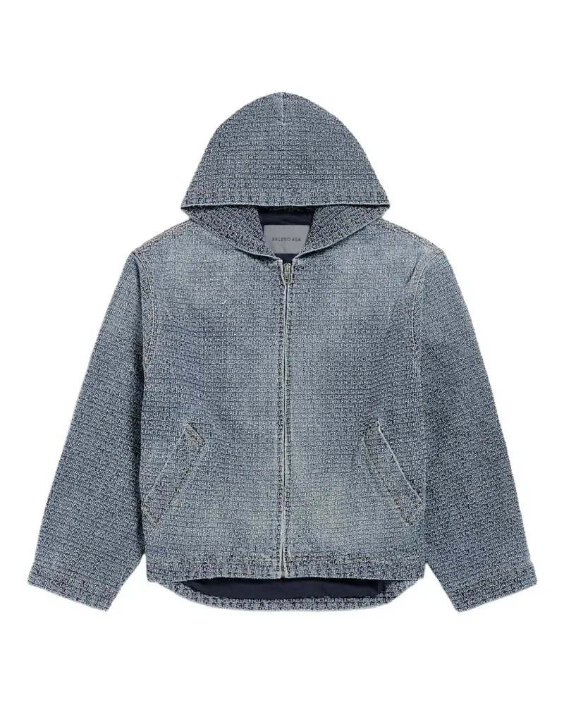 Balenciaga denim stitch hooded jacket in dark blue - Blau Blau
