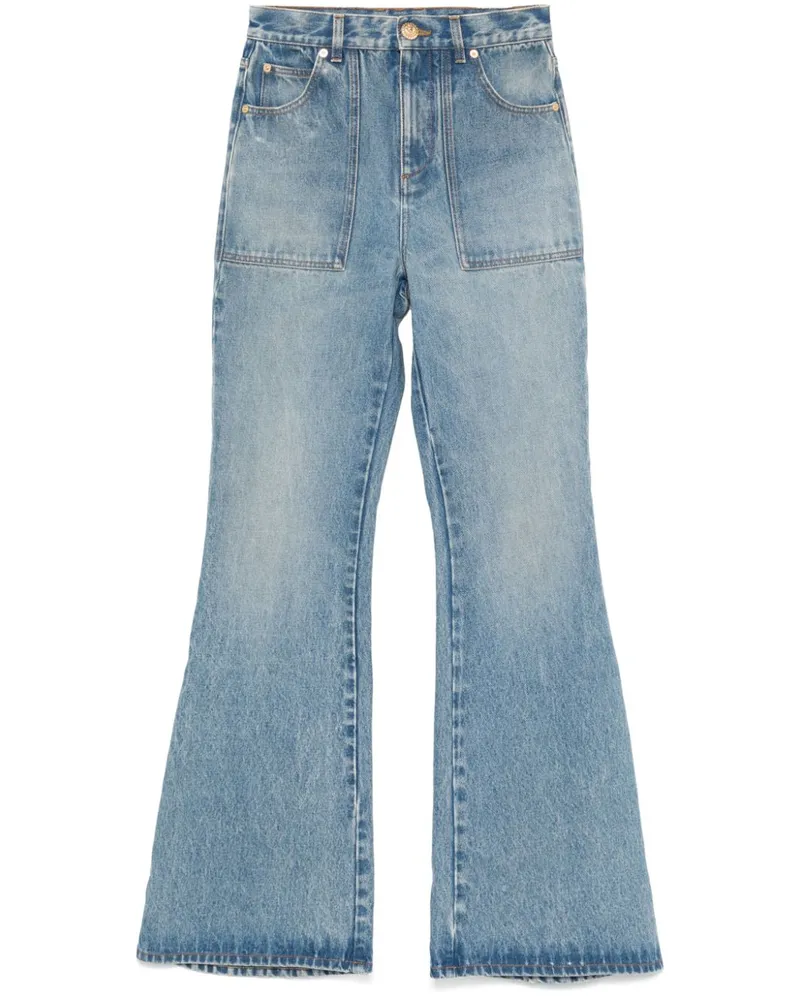 Balmain Schlagjeans mit hohem Bund - Blau Blau