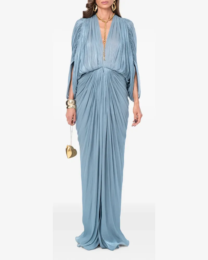 Ana Radu plissé-effect draped maxi dress - Blau Blau