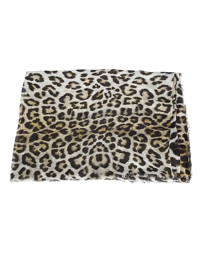 Faliero Sarti leopard-print frayed scarf - Nude Nude