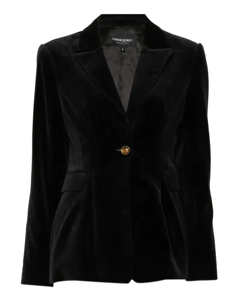 Cynthia Rowley Schmaler Blazer aus Samt - Schwarz Schwarz