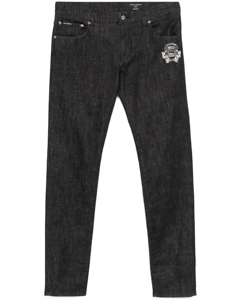 Dolce & Gabbana Skinny-Jeans mit Logo-Patch - Schwarz Schwarz