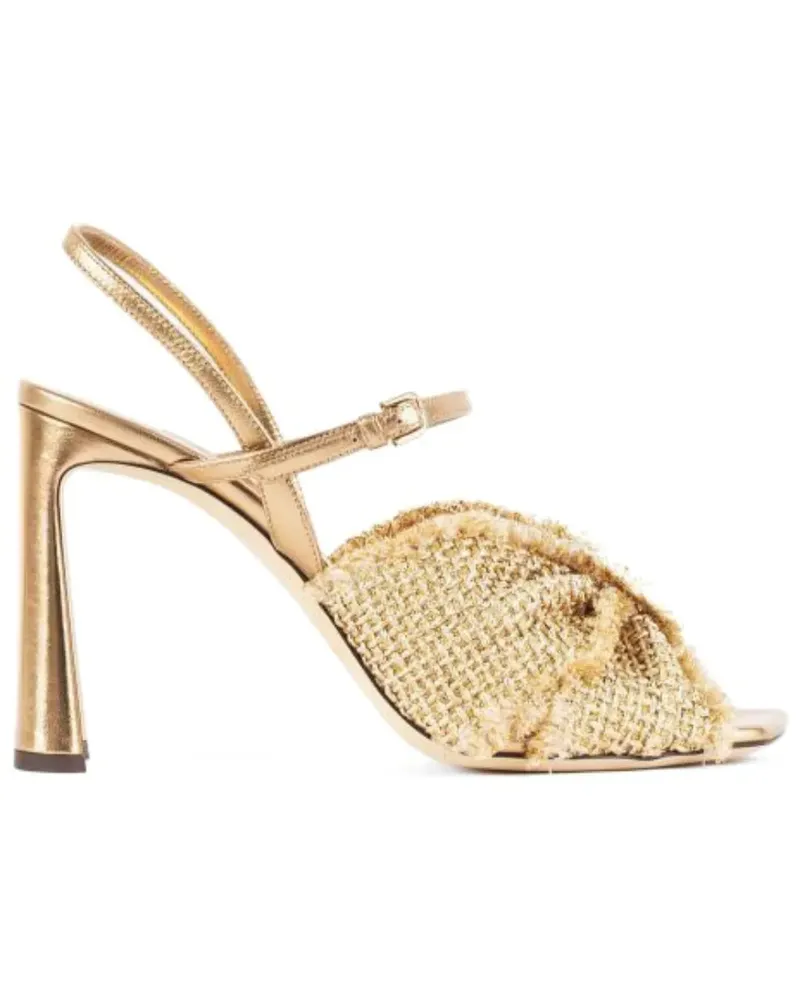 Jimmy Choo Annika Sandalen mit Metallic-Schleife aus Raffiabast 95mm - Gold Gold