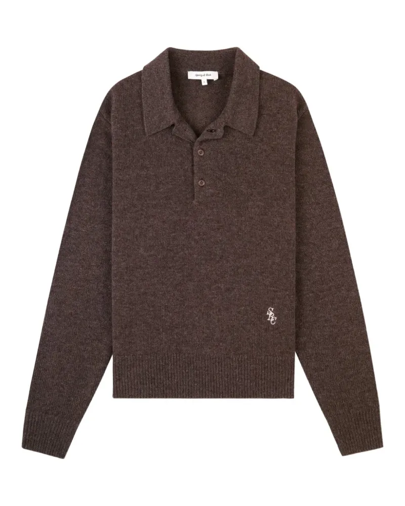 SPORTY & RICH Poloshirt mit Logo-Stickerei - Braun Braun