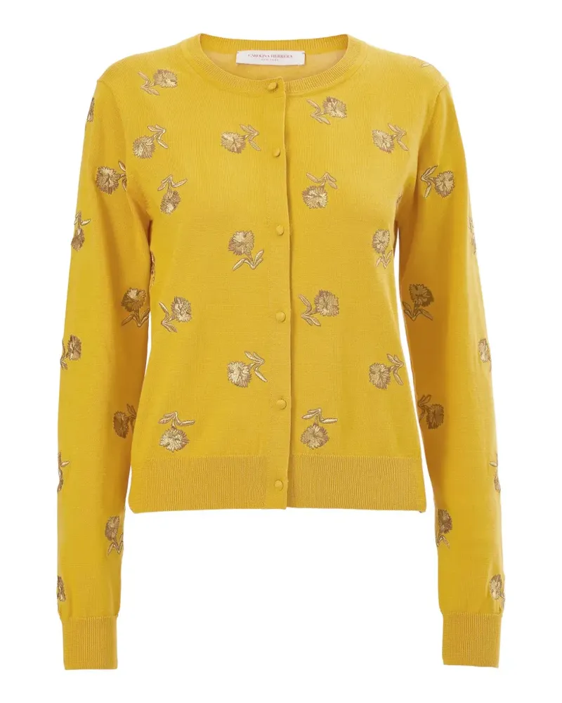 Carolina Herrera New York Cardigan mit Nelkenstickerei - Gelb Gelb