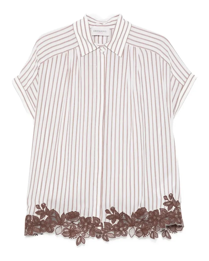 Ermanno Scervino striped floral shirt - Weiß Weiß