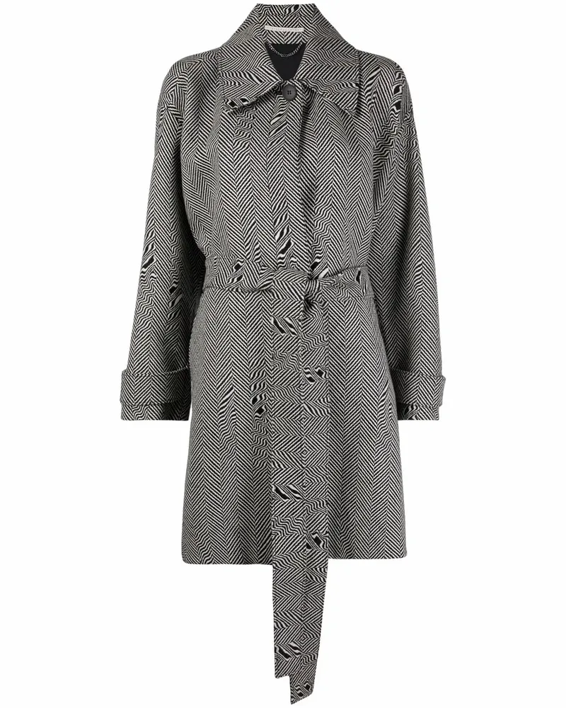 Stella McCartney Mantel mit Fischgrätenmuster - Schwarz Schwarz