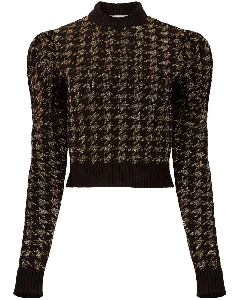 Nina Ricci Jacquard-Pullover mit Hahnentrittmuster Gold