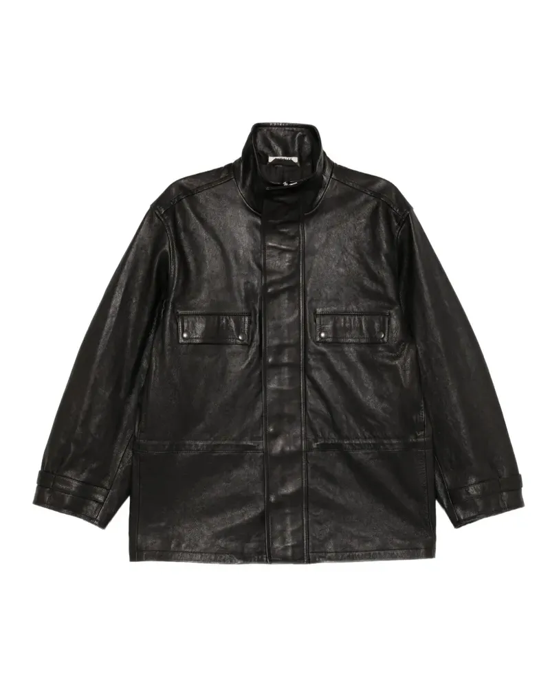 AURALEE high-neck leather jacket - Schwarz Schwarz