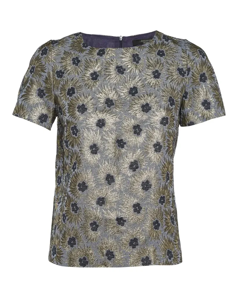 Max Mara floral-brocade blouse - Blau Blau