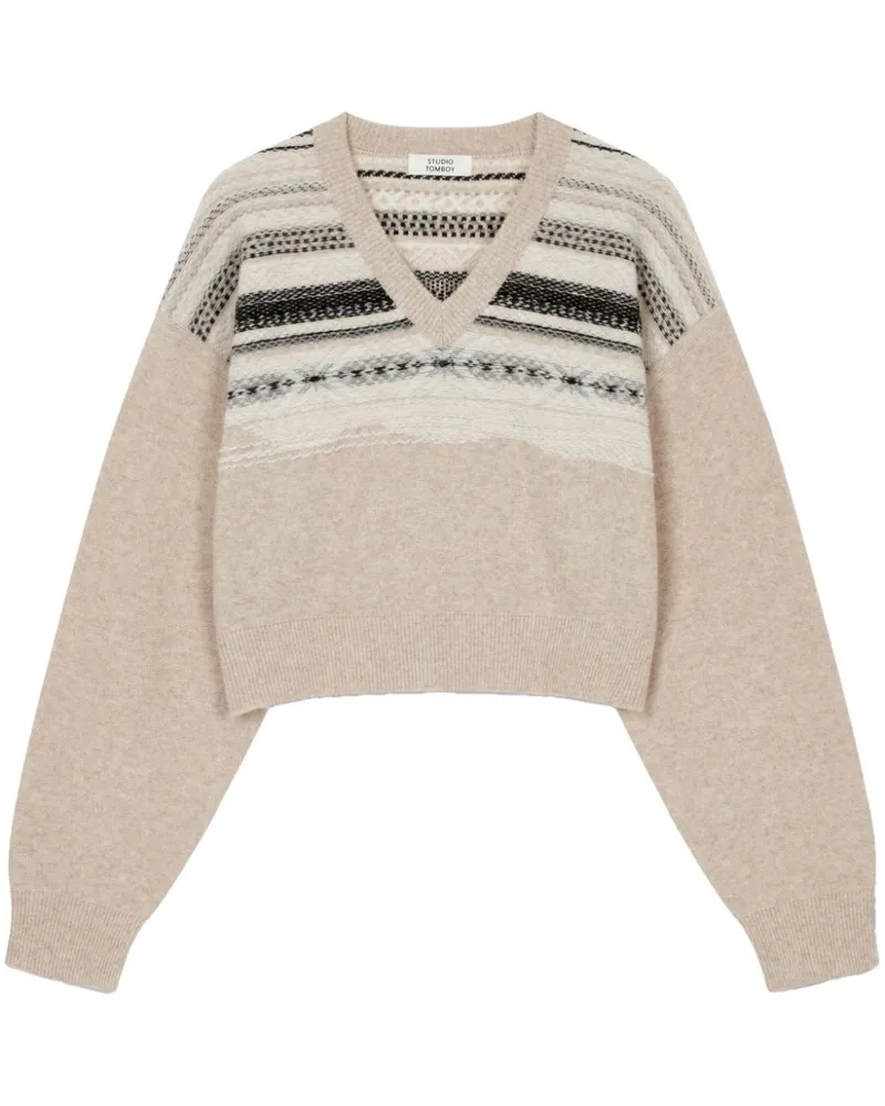 STUDIO TOMBOY Pullover mit gemustertem Detail - Nude Nude