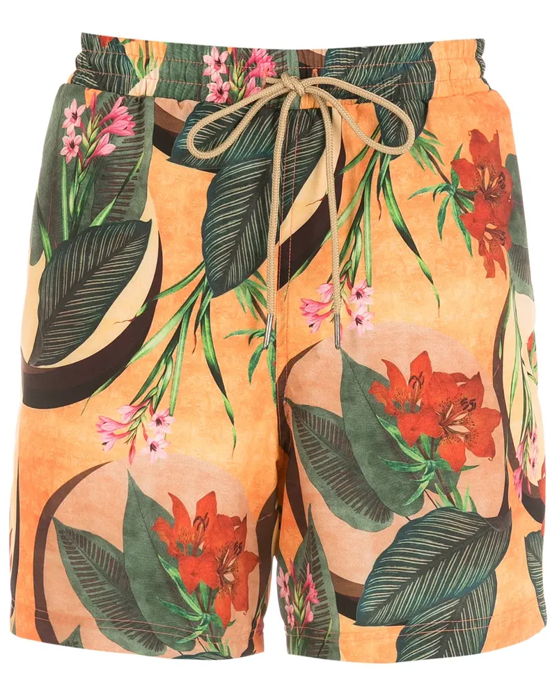 Lygia & Nanny Gil Badeshorts mit tropischem Blatt-Print - Gelb Gelb
