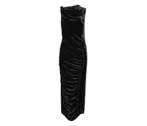 Gerafftes Midikleid aus Samt - Schwarz