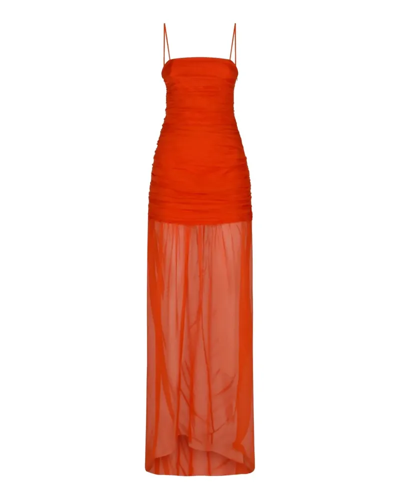 Raquel Diniz ruched sheer-panel dress - Orange Orange