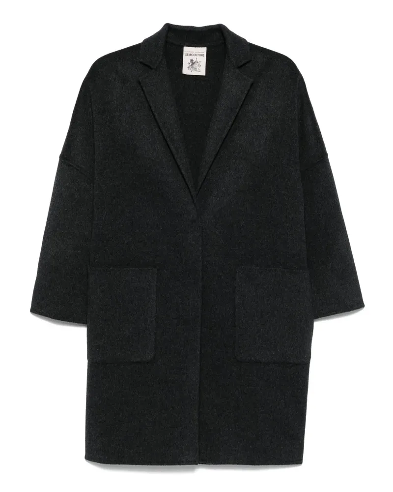 Semicouture Wollmantel mit aufgesetzter Tasche - Grau Grau
