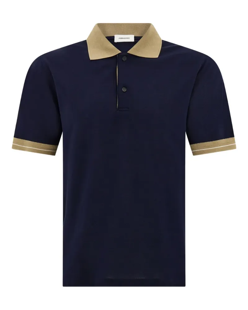 Ferragamo Poloshirt mit Kontraststreifen - Blau Blau