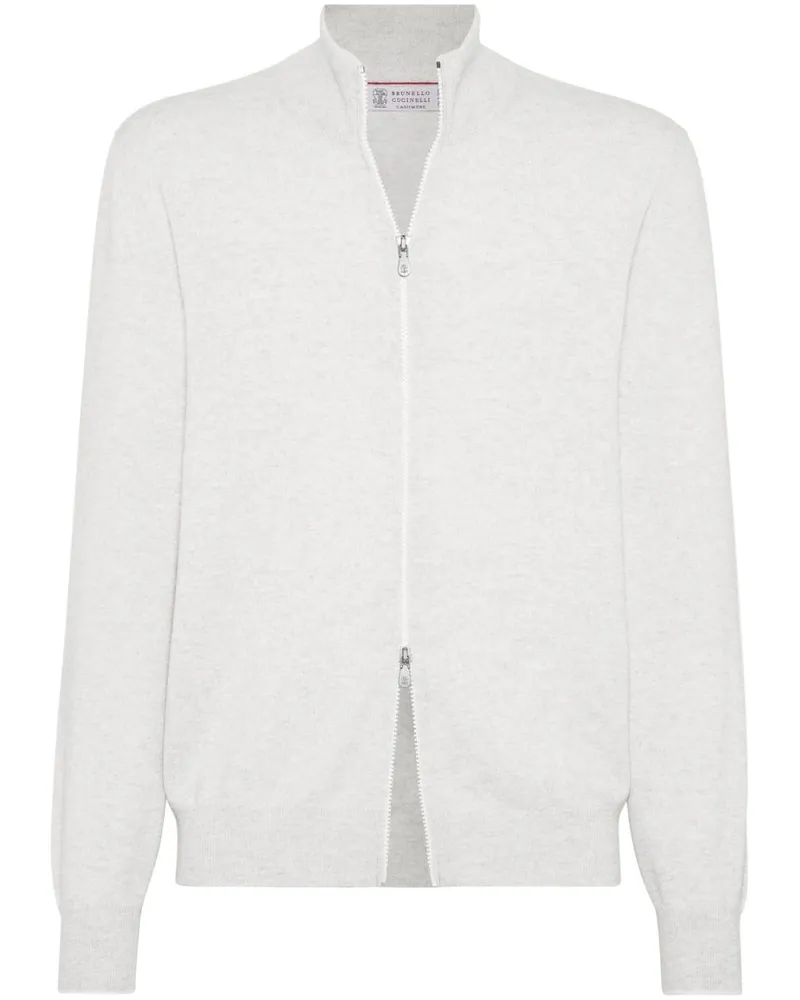 Brunello Cucinelli Cardigan aus Kaschmir mit Stehkragen - Weiß Weiß