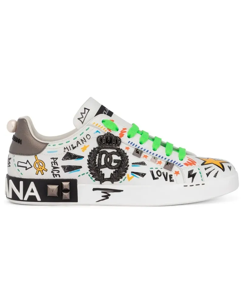 Dolce & Gabbana Portofino Sneakers mit Nieten - Weiß Weiß