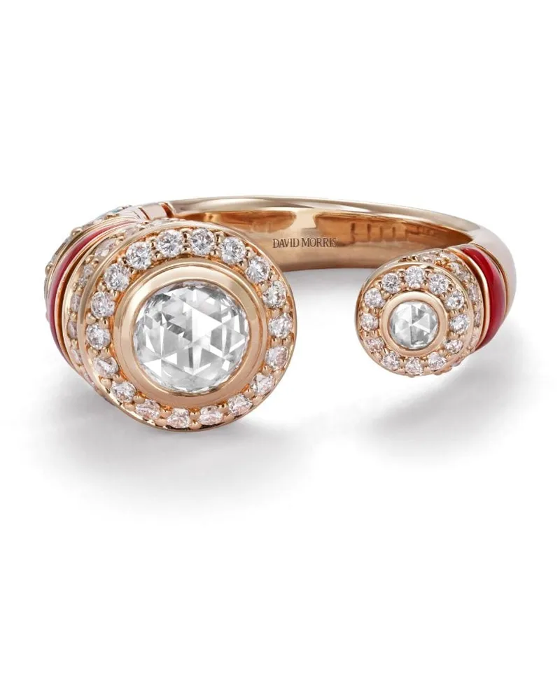 David Morris 18kt Rotgoldring mit Diamanten Rosa