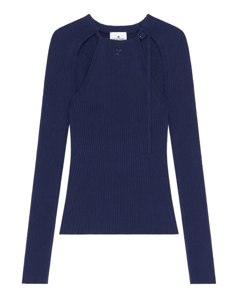 Courrèges T-Shirt mit Cut-Outs - Blau Blau