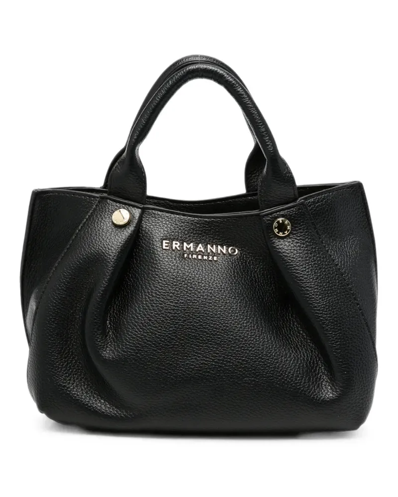 Ermanno Scervino logo-lettering grained leather tote bag - Schwarz Schwarz