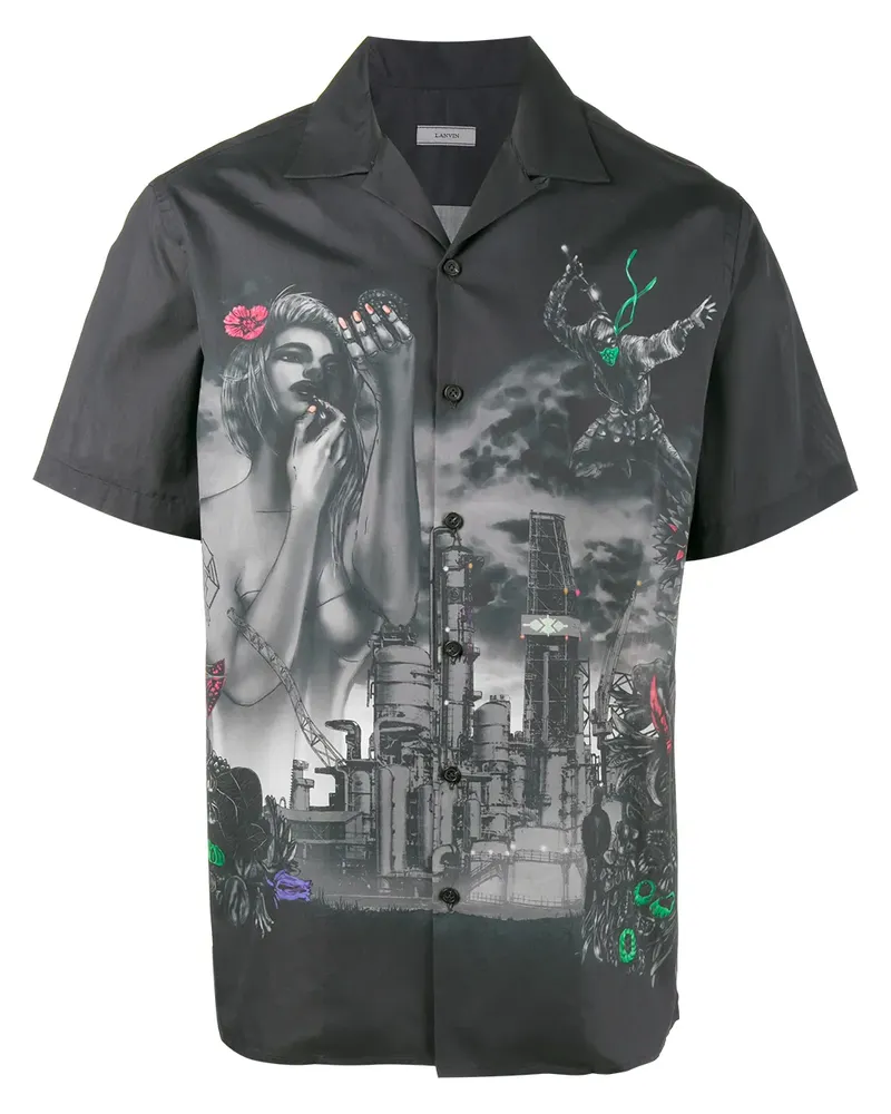 Lanvin Hemd mit Print - Schwarz Schwarz
