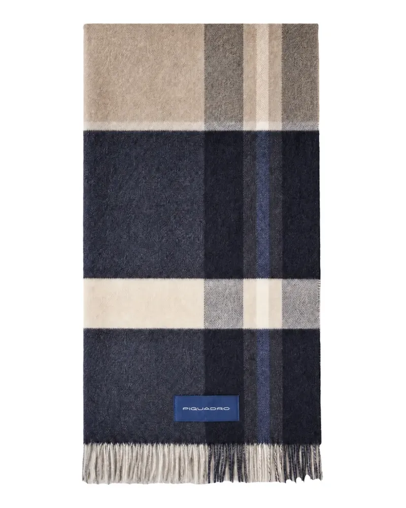Piquadro Karierter Schal mit Fransen - Blau Blau