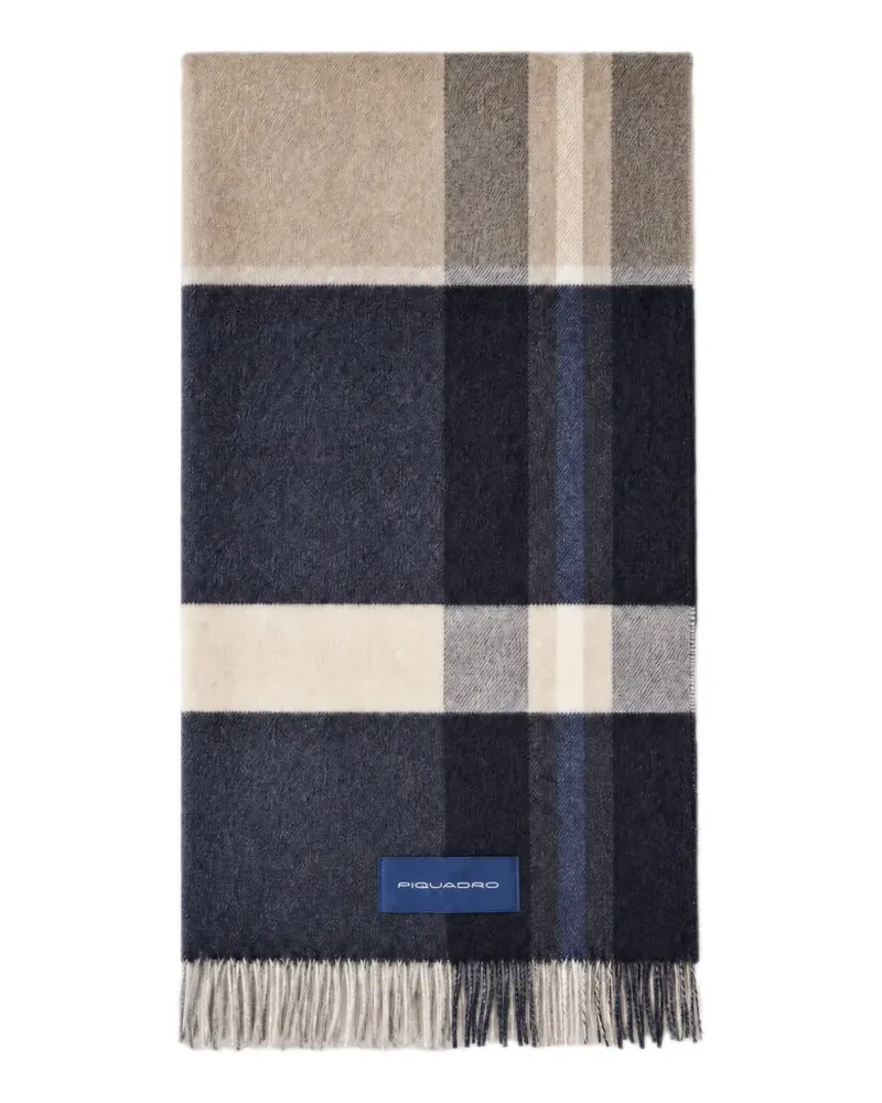 Piquadro Karierter Schal mit Fransen - Blau Blau
