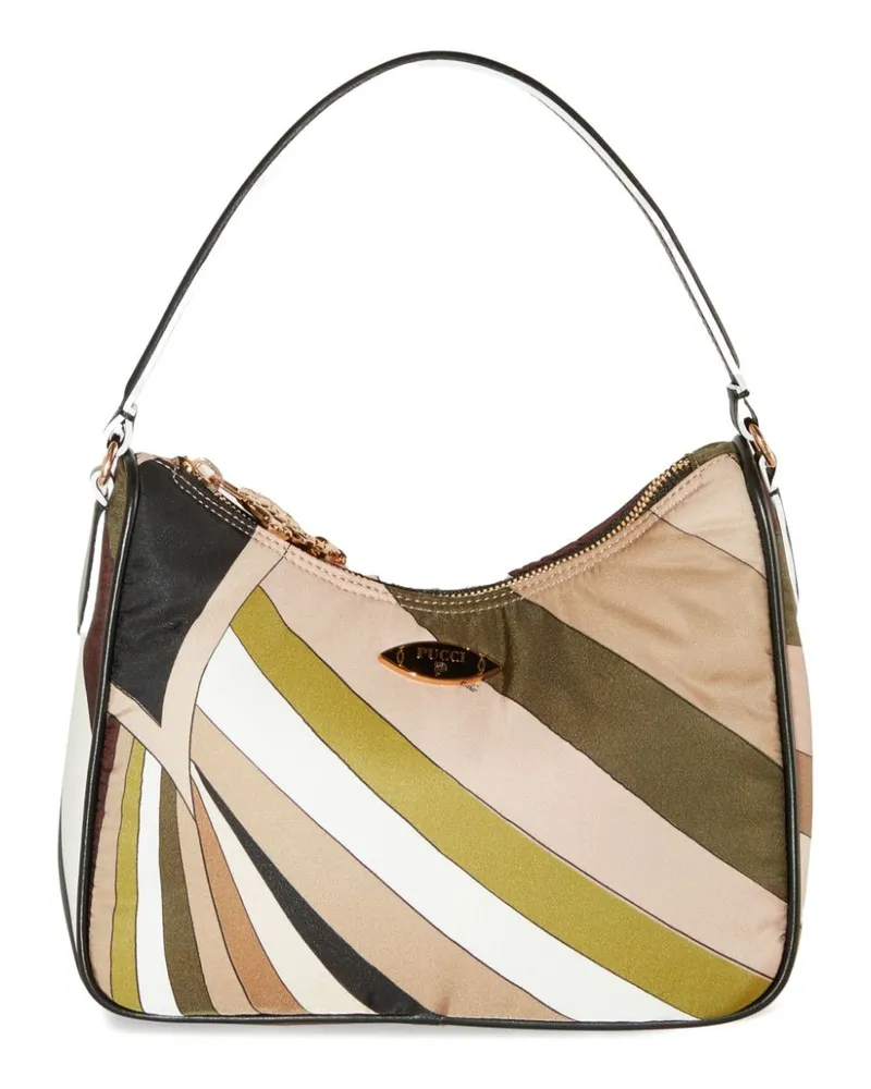 Emilio Pucci Yummy Schultertasche mit Logo-Schild Nude