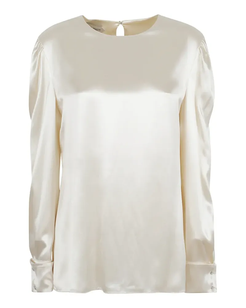 Alberta Ferretti puff-sleeve satin blouse - Nude Nude