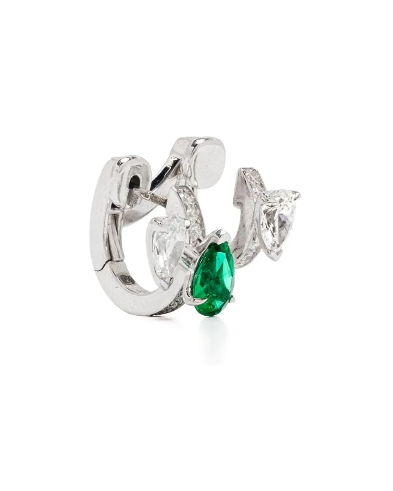 Repossi Serti Sur Vide Ear Cuff aus 18kt Weißgold mit Diamant und Smaragd - Silber Silber