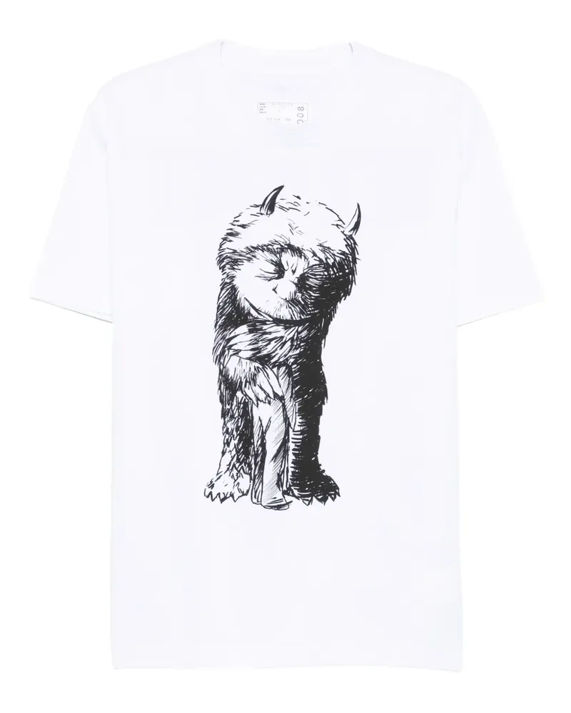Sacai T-Shirt mit grafischem Print - Weiß Weiß