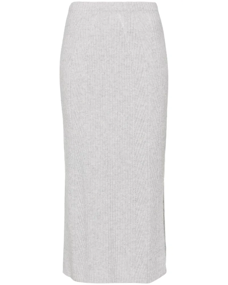 Twin-Set Gerippter Lurex-Strickrock - Grau Grau