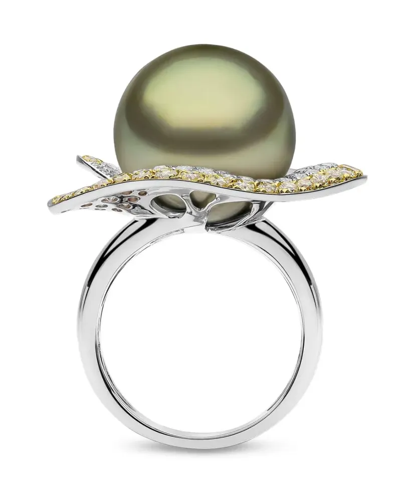 YOKO London Sunrise diamond and pearl ring - Silber Silber