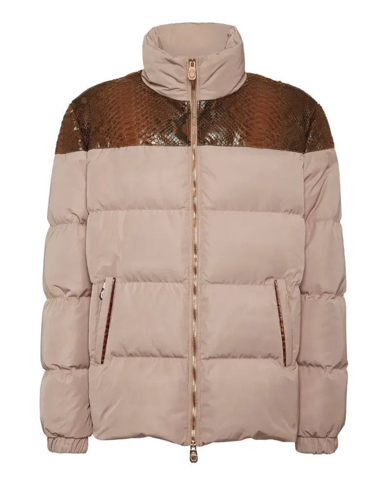 Billionaire Nylon-Daunenjacke mit Python-Einsätzen - Nude Nude